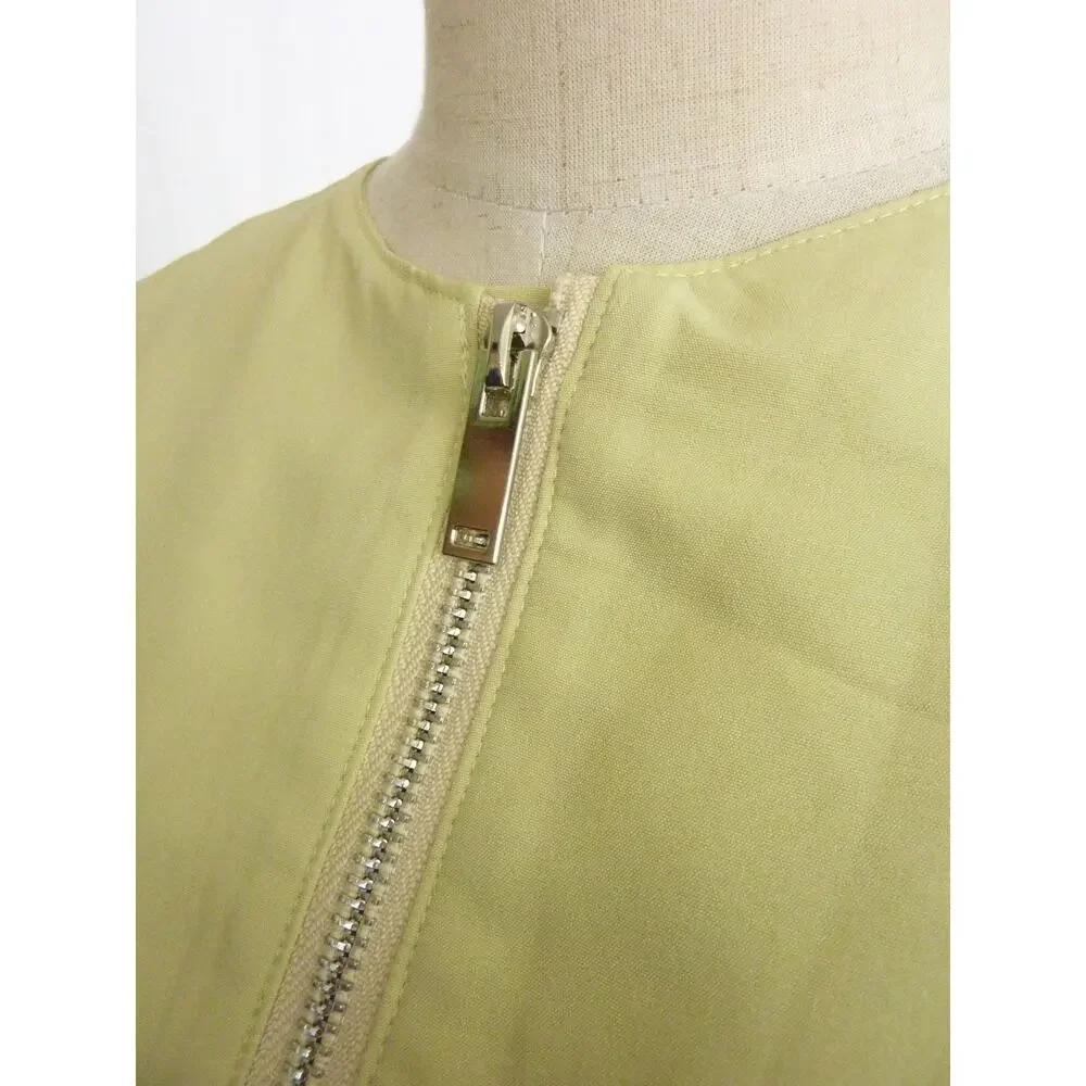 NWT Commense Womens XS Vest Pale Green Boxy Zippered Cargo High Low Bubble Hem